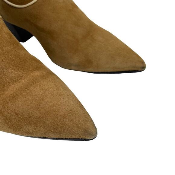 L`autre Chose Women's Leather Suede Pointed Western Heel Ankle Boots Size 38 Tan - Picture 4 of 15